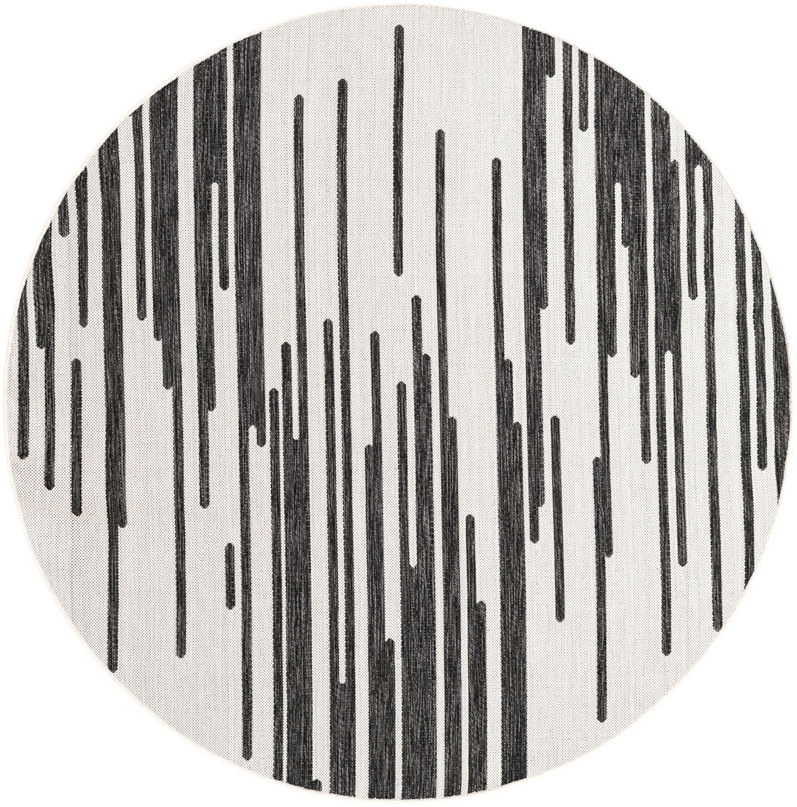 6' x 6' Copse · Abstract Outdoor Rug, black and white