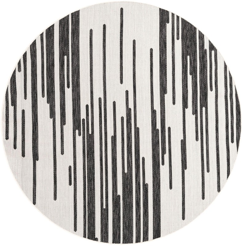 6' x 6' Copse · Abstract Outdoor Rug, black and white