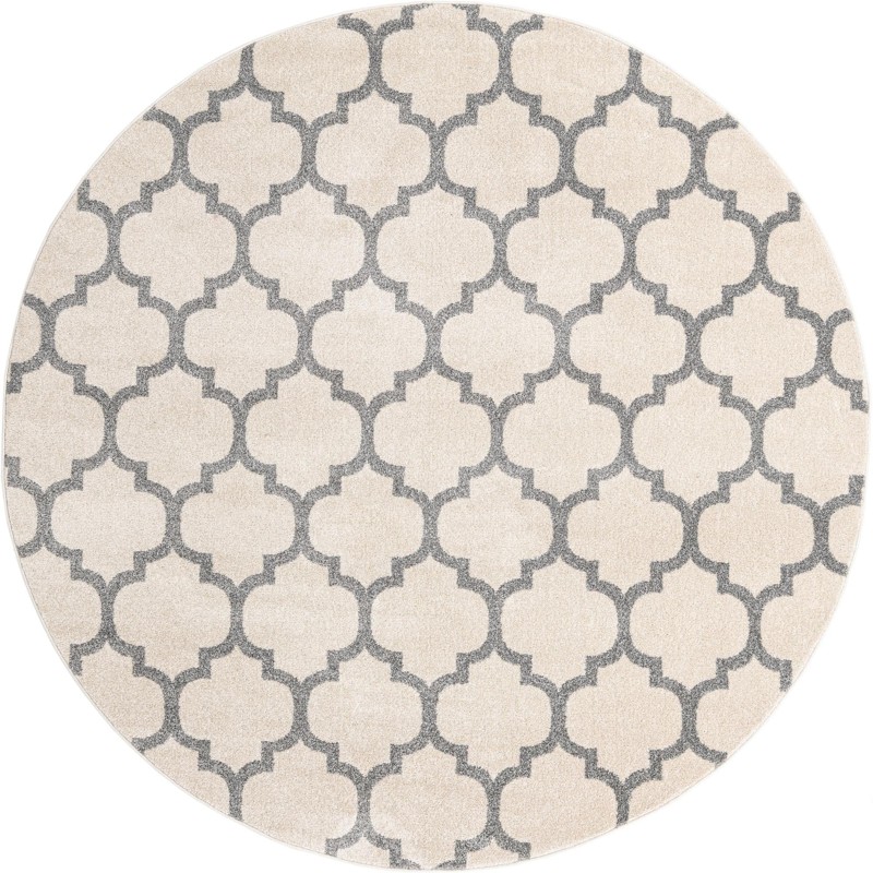 7' 10 x 7' 10 Arkwright · Trellis rug, beige and gray