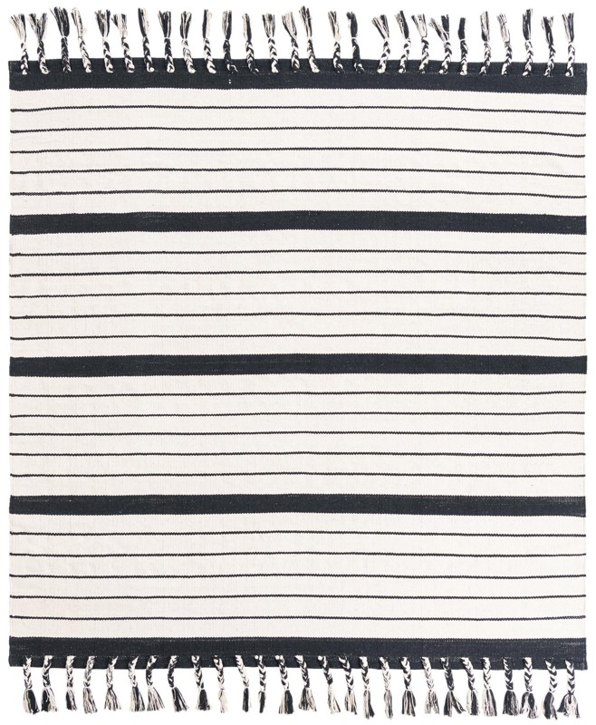 Ottley · Striped Chindi Rug, black and white