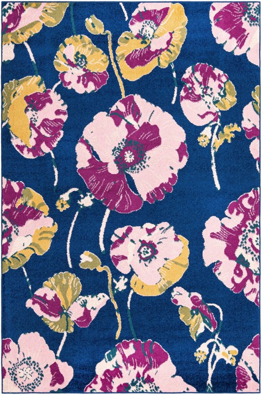 6' x 9' Hyland · Floral rug, navy and pink