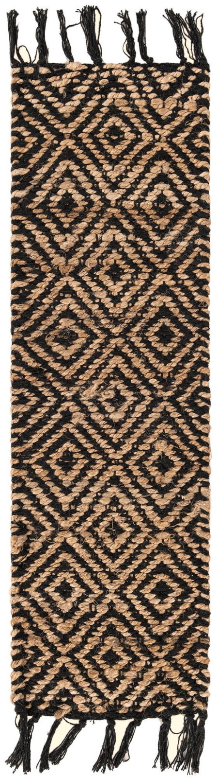 0' 9 x 2' 6 Holland · Diamond Braided Jute Rug, black