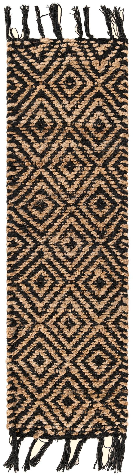 0' 9 x 2' 6 Holland · Diamond Braided Jute Rug, black