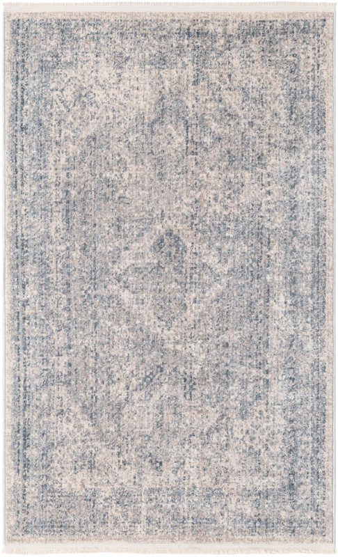 3' 3 x 5' 3 Harbin · Distressed medallion rug, blue and gray