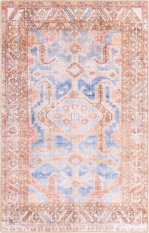 3' 6 x 5' 6 Walford · Medallion Washable Rug, blue and rust