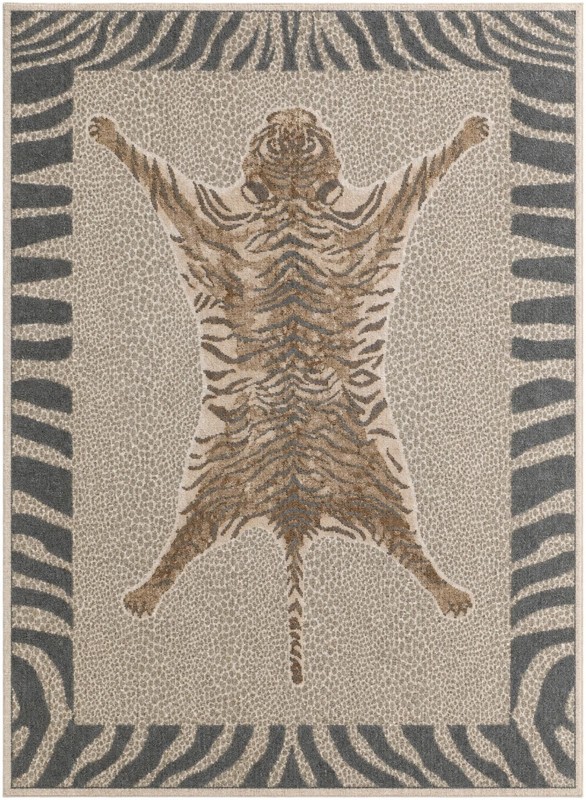 8' x 11' Denby · Animal print rug, gray and ivory