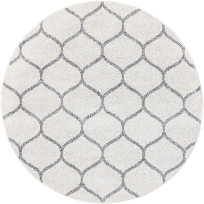 5' 3 x 5' 3 Ingram · Lattice rug, ivory and gray