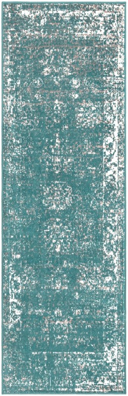 2' x 6' 7 Blakemore · Distressed medallion rug, turquoise and ivory