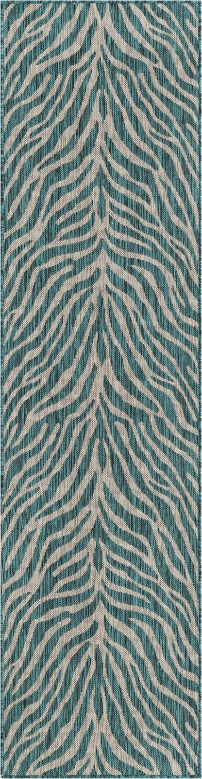 2' x 8' Abney · Animal print Outdoor Rug, teal