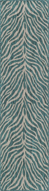 2' x 8' Abney · Animal print Outdoor Rug, teal