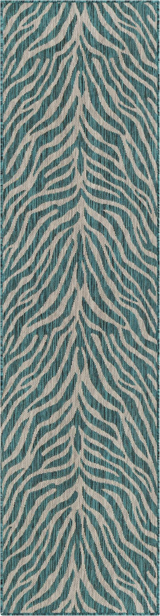 2' x 8' Abney · Animal print Outdoor Rug, teal