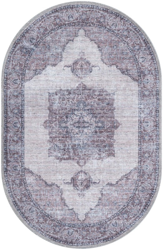 Hazelle · Medallion Washable Rug, ivory and gray