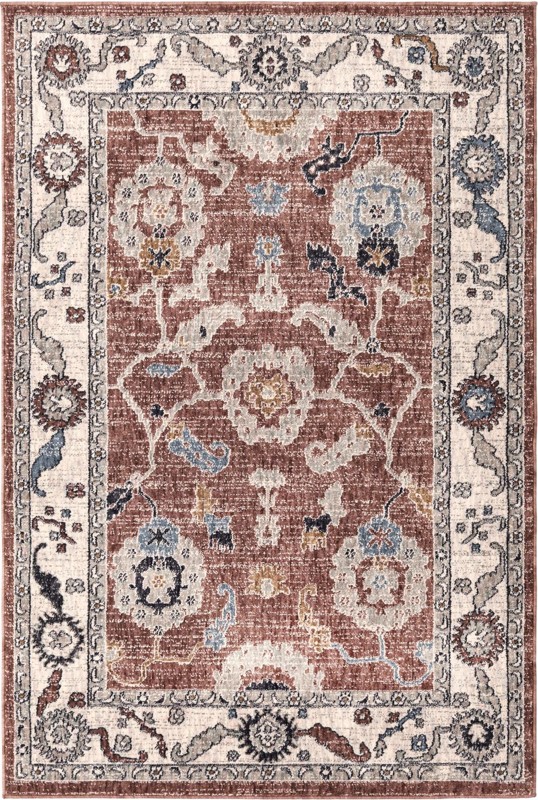 4' x 6' Lancey · Medallion rug, dusty rose and ivory