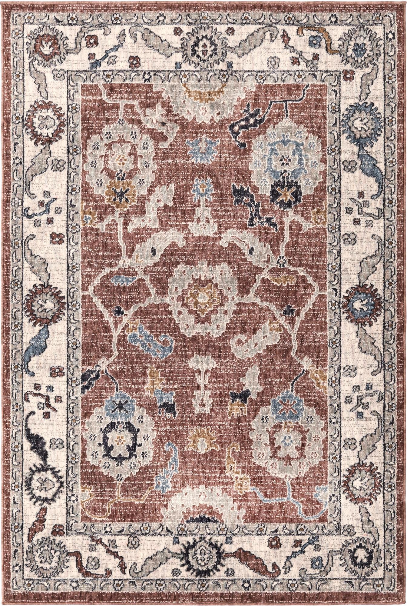 4' x 6' Lancey · Medallion rug, dusty rose and ivory