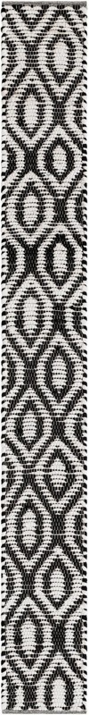1' 2 x 10' Hops · Geometric lattice Chindi Rug, black and white