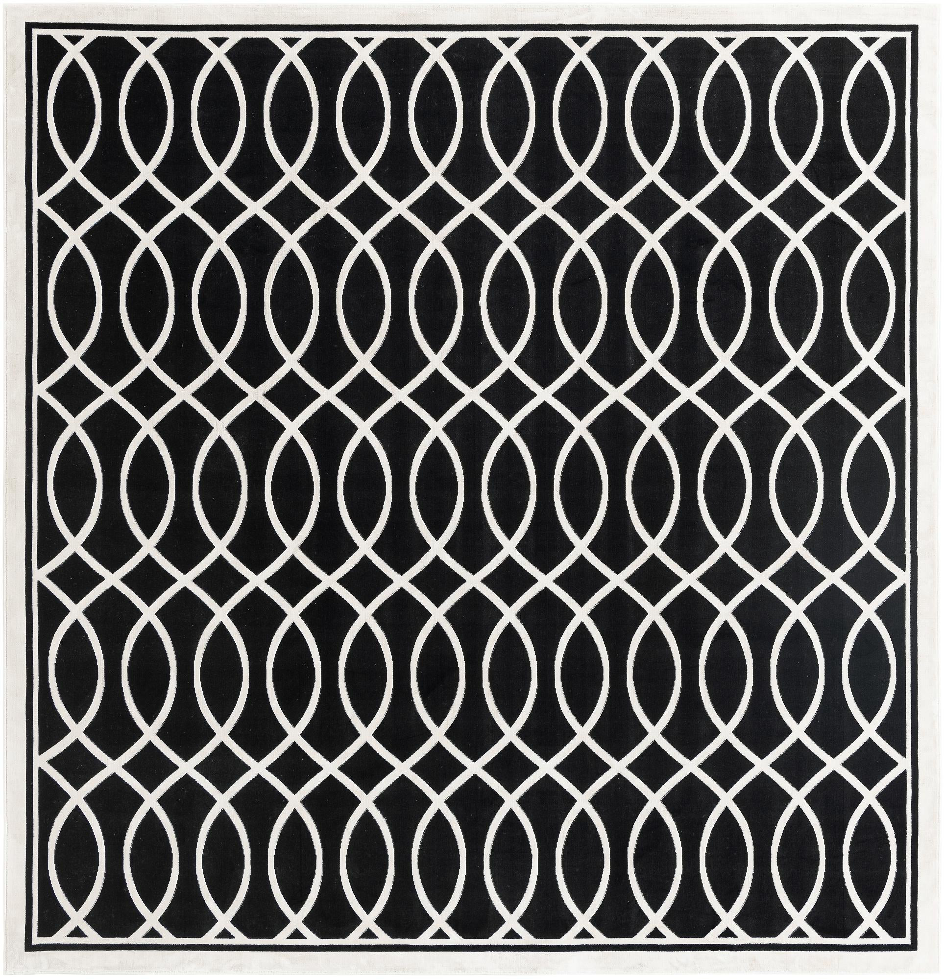 8' 3 x 8' 3 Richfield · Lattice rug, black and white