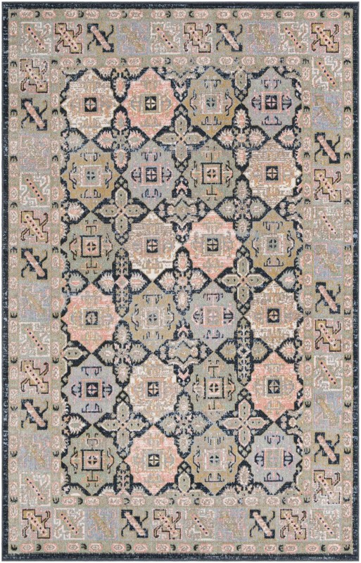 5' 3 x 8' Orme · Geometric medallion Washable Rug, blue and green