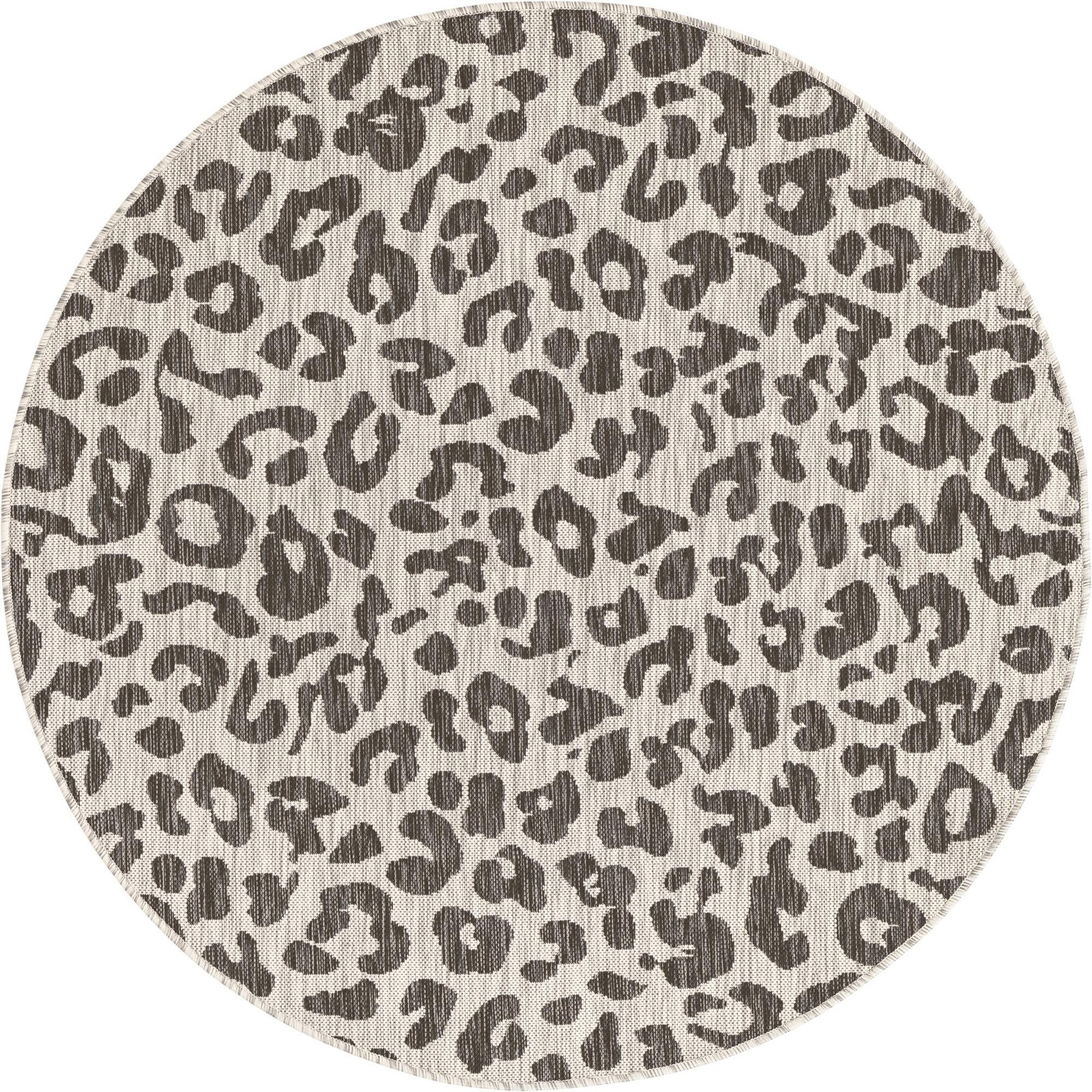 5' 3 x 5' 3 Cardamom · Leopard print Outdoor Rug, gray and cream