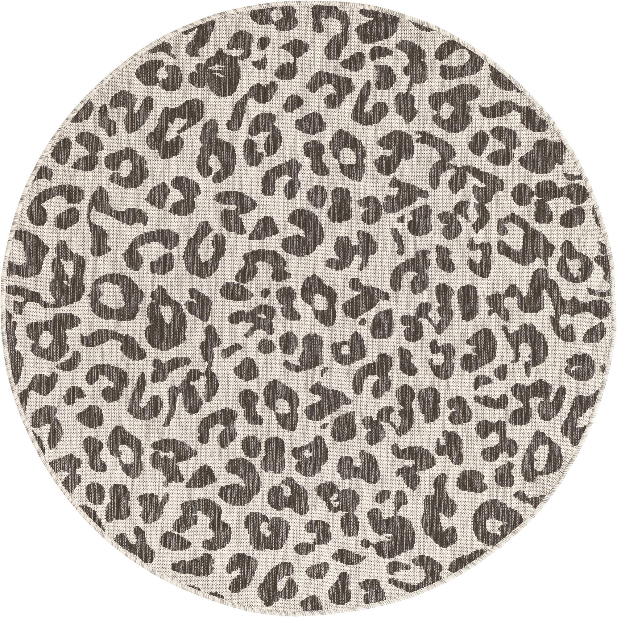 5' 3 x 5' 3 Cardamom · Leopard print Outdoor Rug, gray and cream