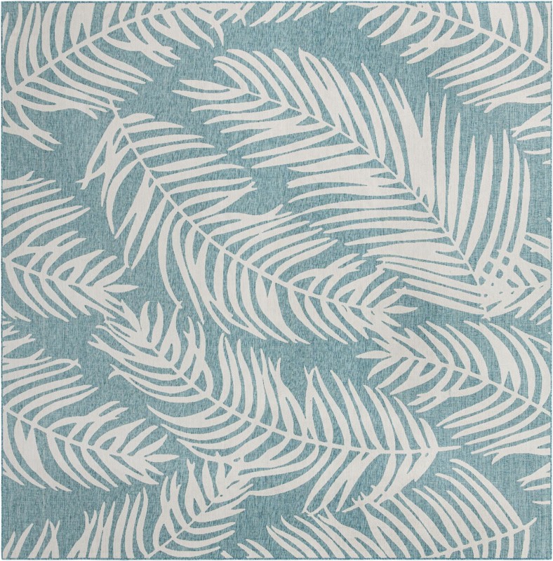 Moody · Floral / botanical Outdoor Rug, aqua