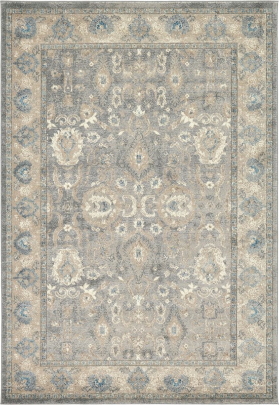 6' x 9' Brownell · Traditional medallion rug, gray and ivory