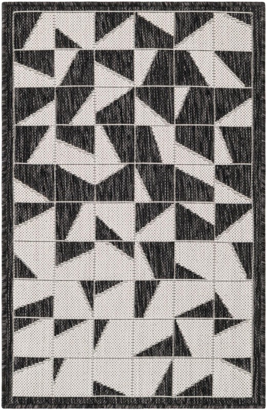 Hildreth · Geometric Outdoor Rug, black and white