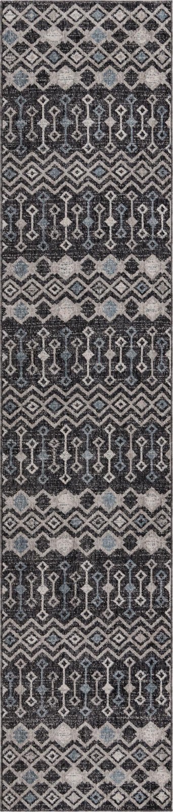 2' 7 x 12' Harlan · Geometric rug, charcoal and ivory