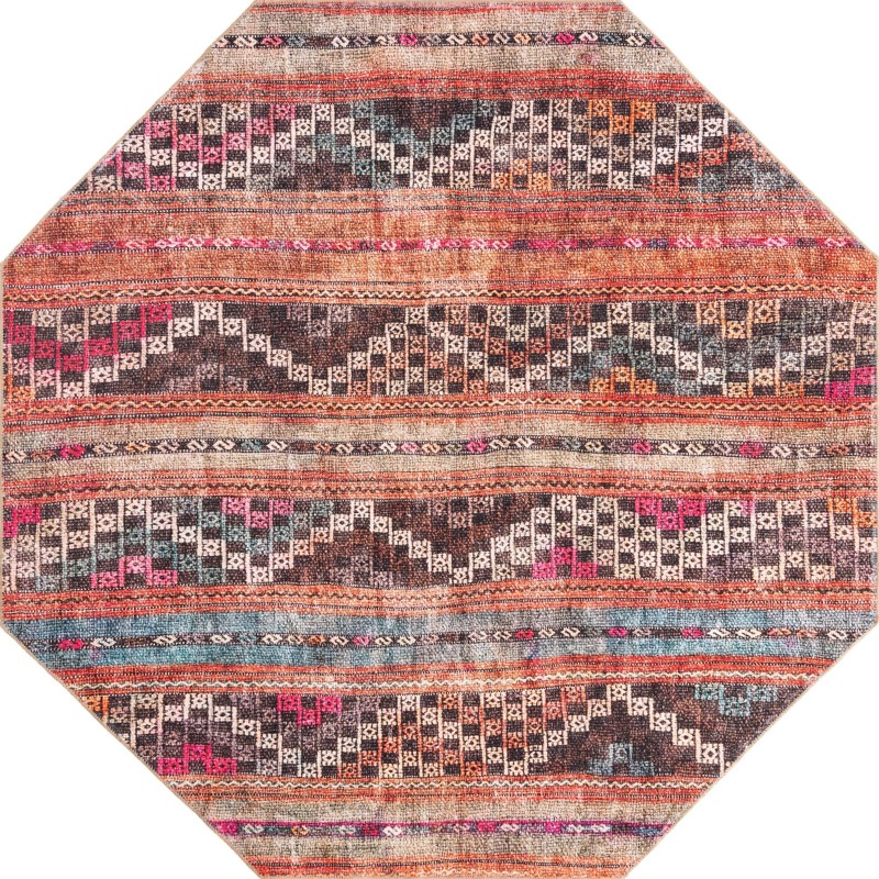 Wetherby · Tribal striped Washable Rug, rust and black