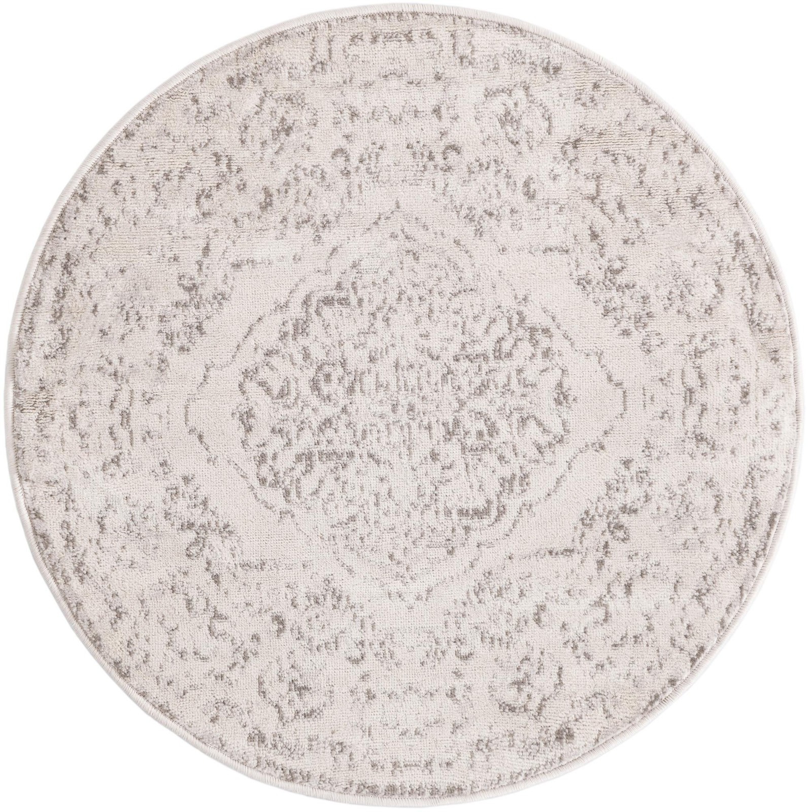 3' x 3' Curlew · Border rug, cream