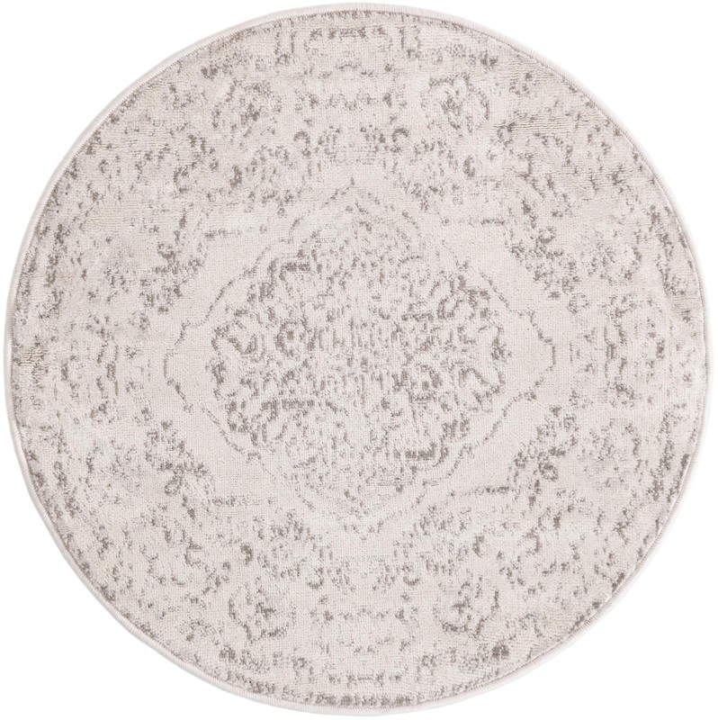 3' x 3' Curlew · Border rug, cream