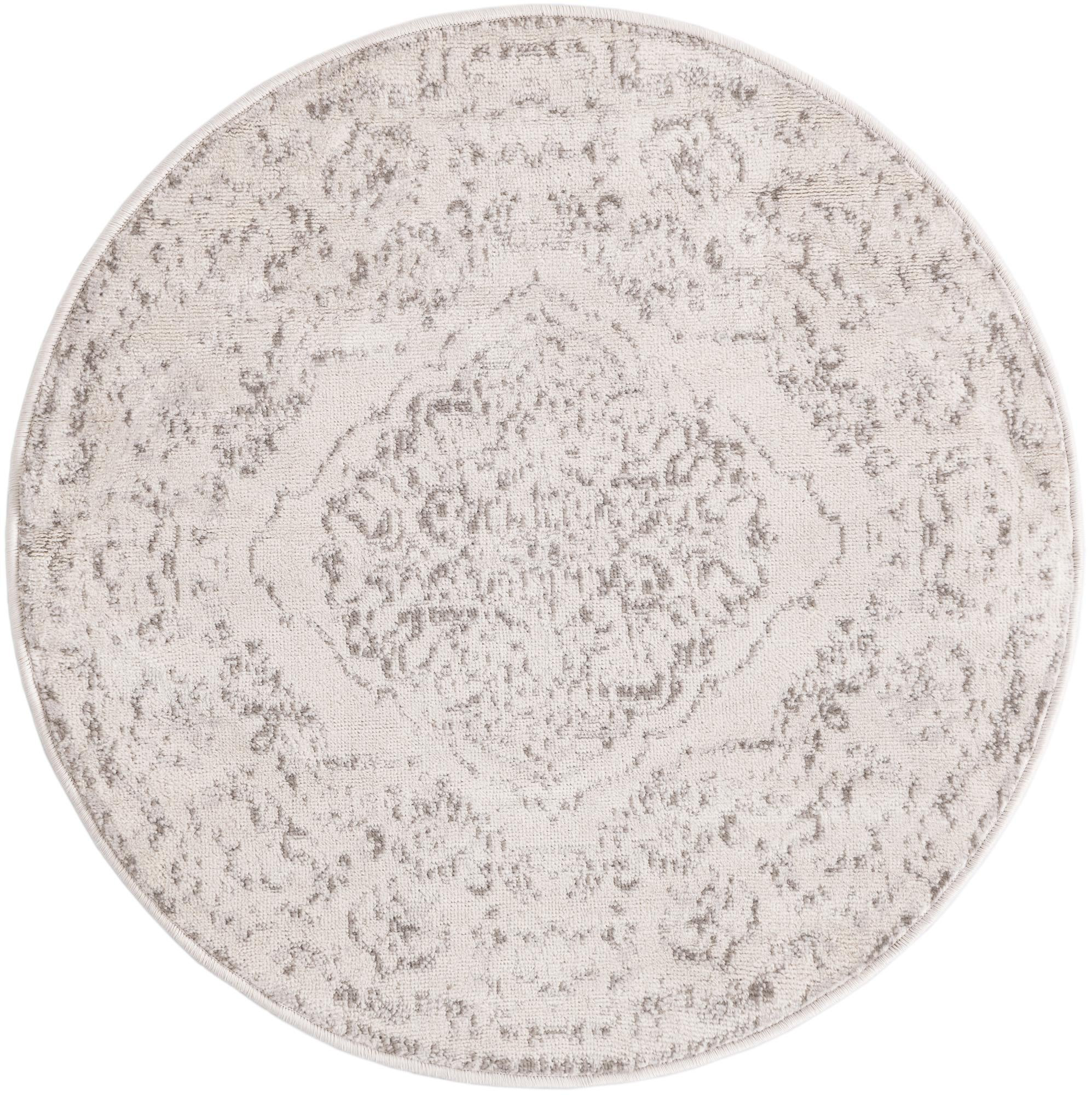 3' x 3' Curlew · Border rug, cream
