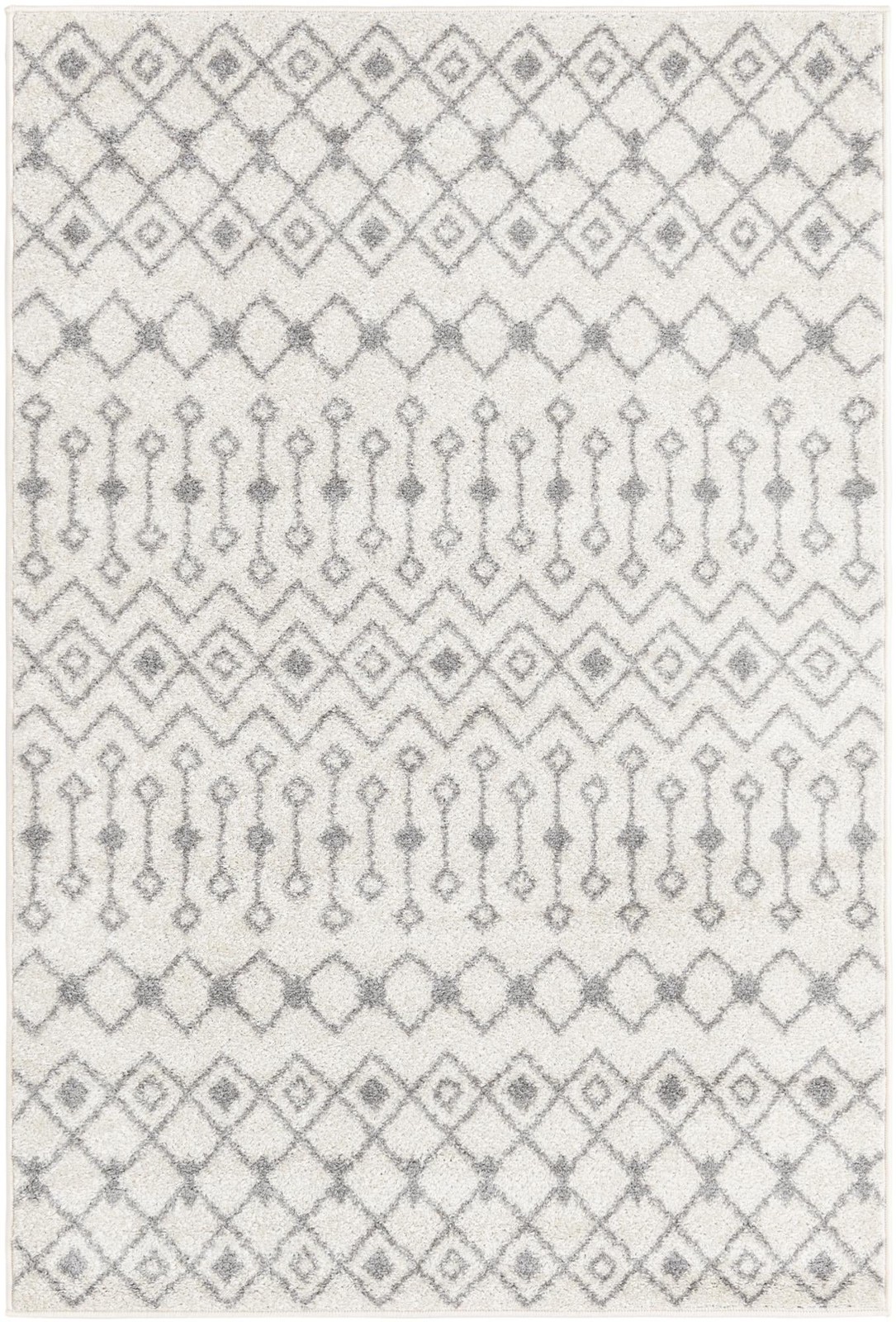 4' x 6' Boswell · Geometric lattice rug, ivory and gray