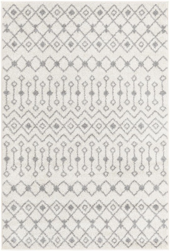 4' x 6' Boswell · Geometric lattice rug, ivory and gray