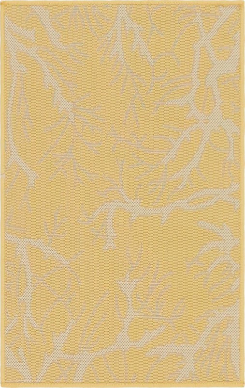 Fanshawe · Botanical Outdoor Rug, yellow and beige