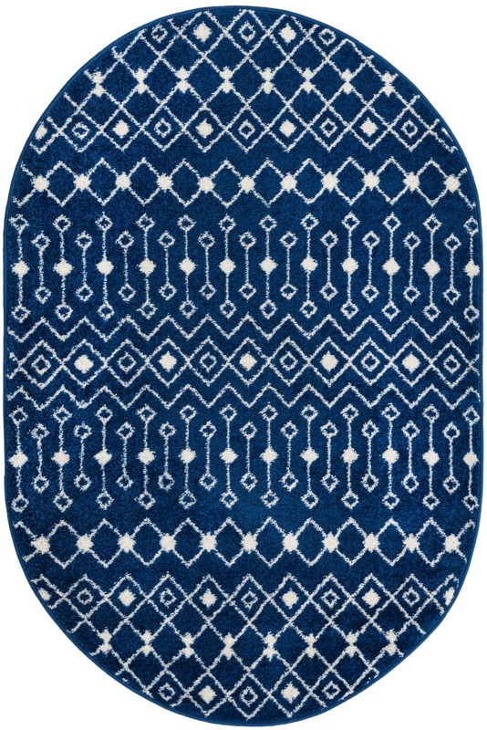 4' x 6' Boswell · Geometric trellis rug, navy and ivory