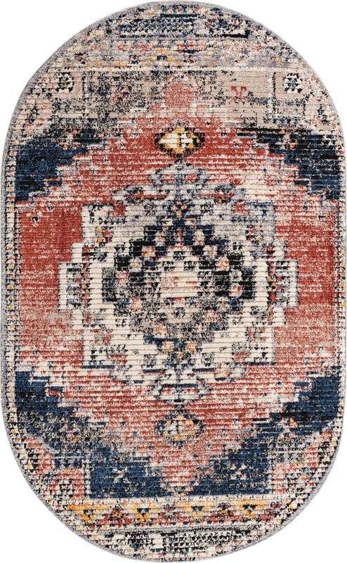 Burton · Medallion rug, rust and navy