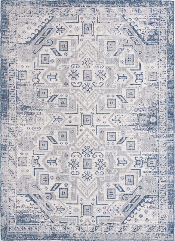 7' 10 x 11' Estuary · Border Outdoor Rug, blue