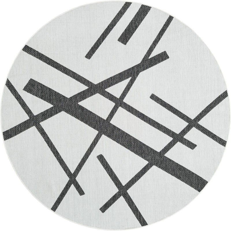 7' 10 x 7' 10 Saffron · Abstract Outdoor Rug, black and white