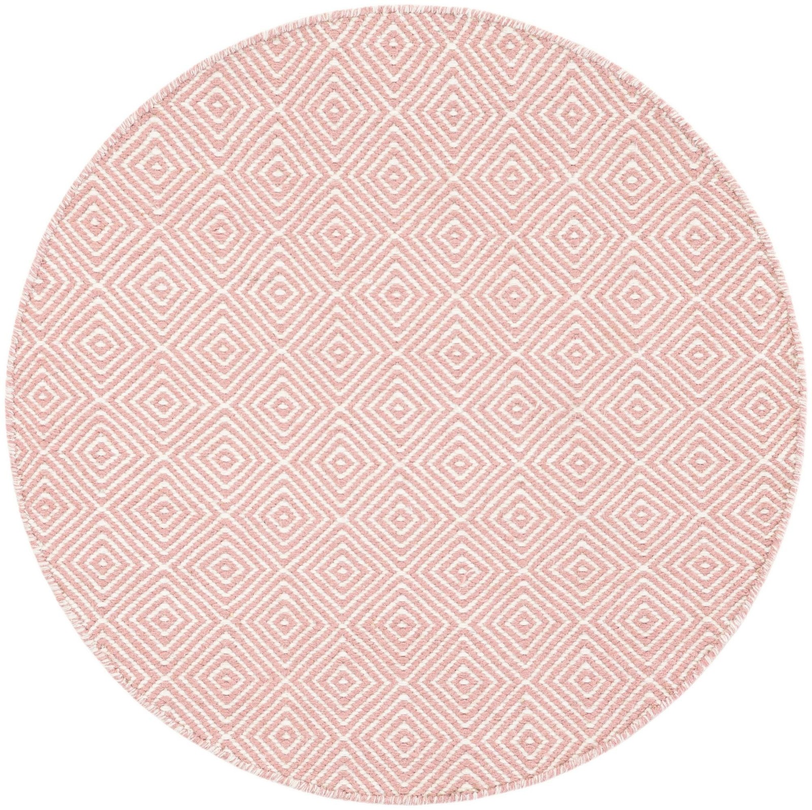 3' 1 x 3' 1 Standish · Diamond Wool Rug, pink and ivory