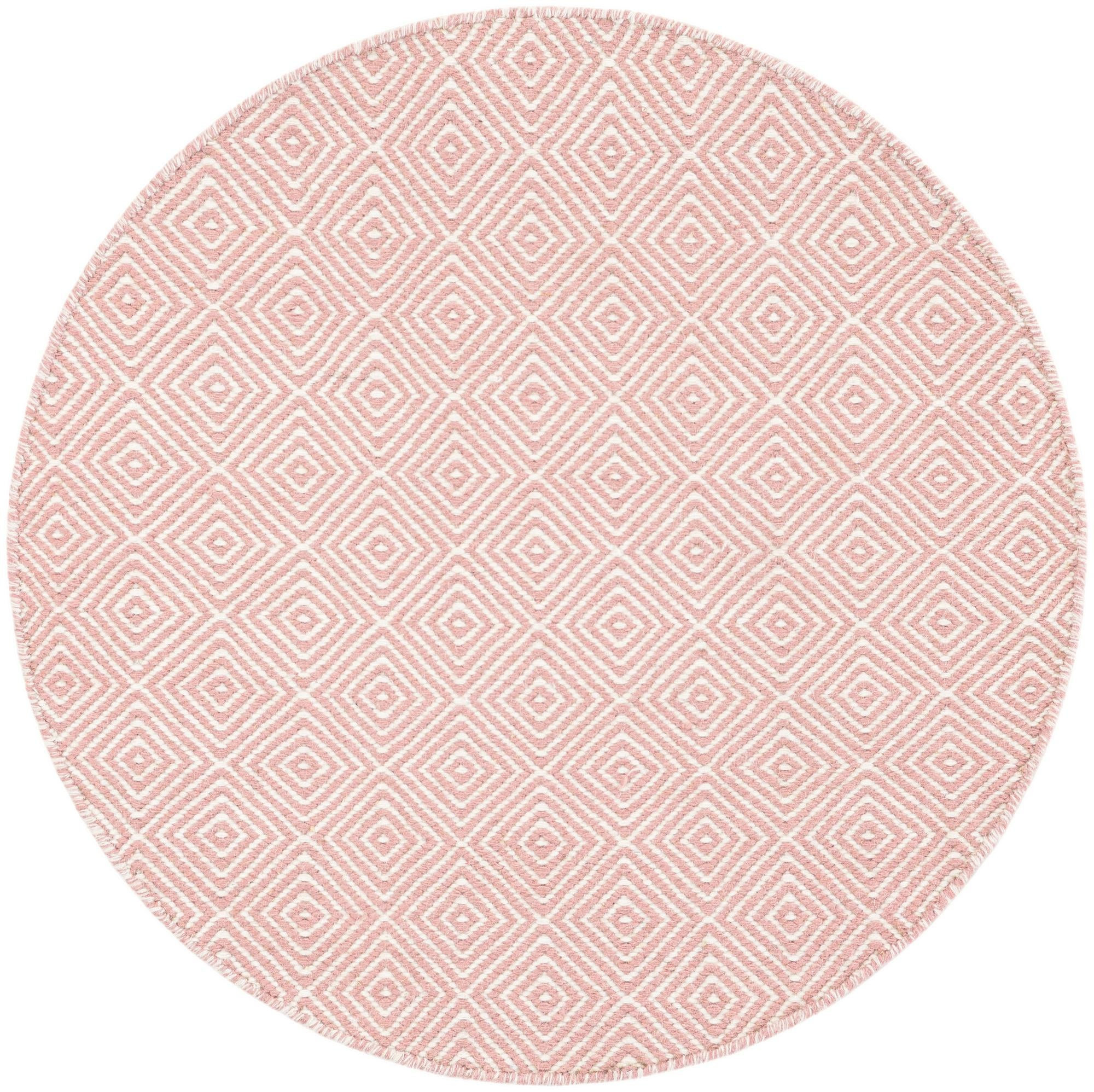 3' 1 x 3' 1 Standish · Diamond Wool Rug, pink and ivory