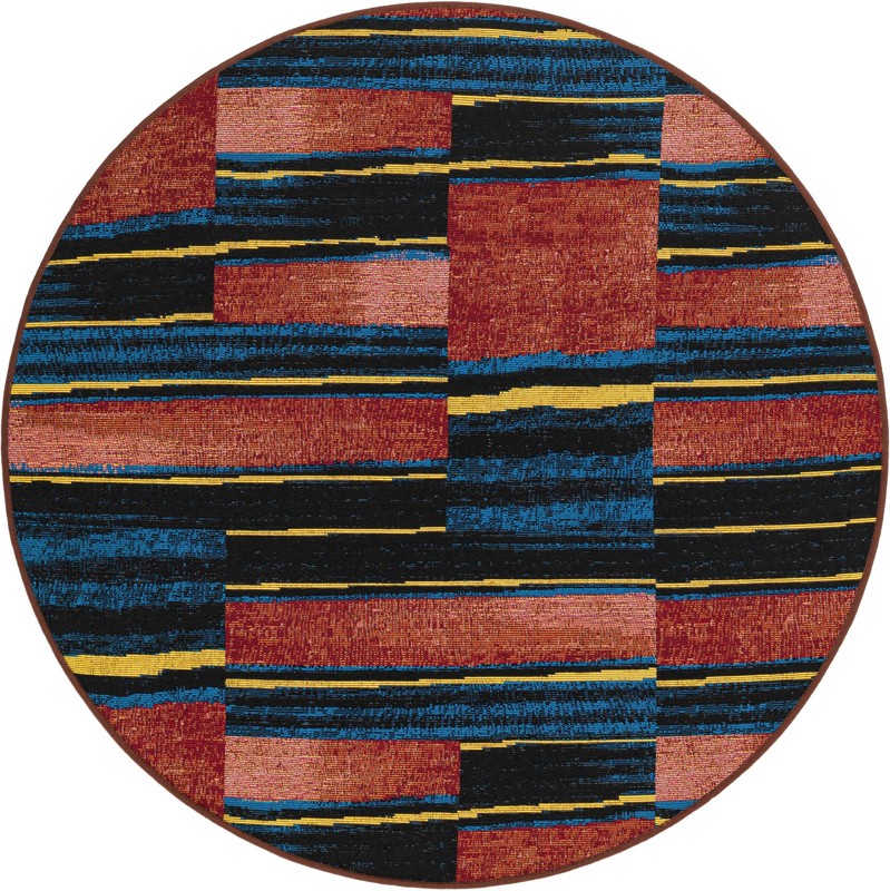 4' x 4' Conley · Abstract striped Outdoor Rug, red and black