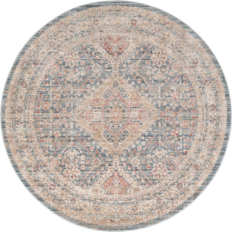 3' 3 x 3' 3 Harbin · Border rug, blue