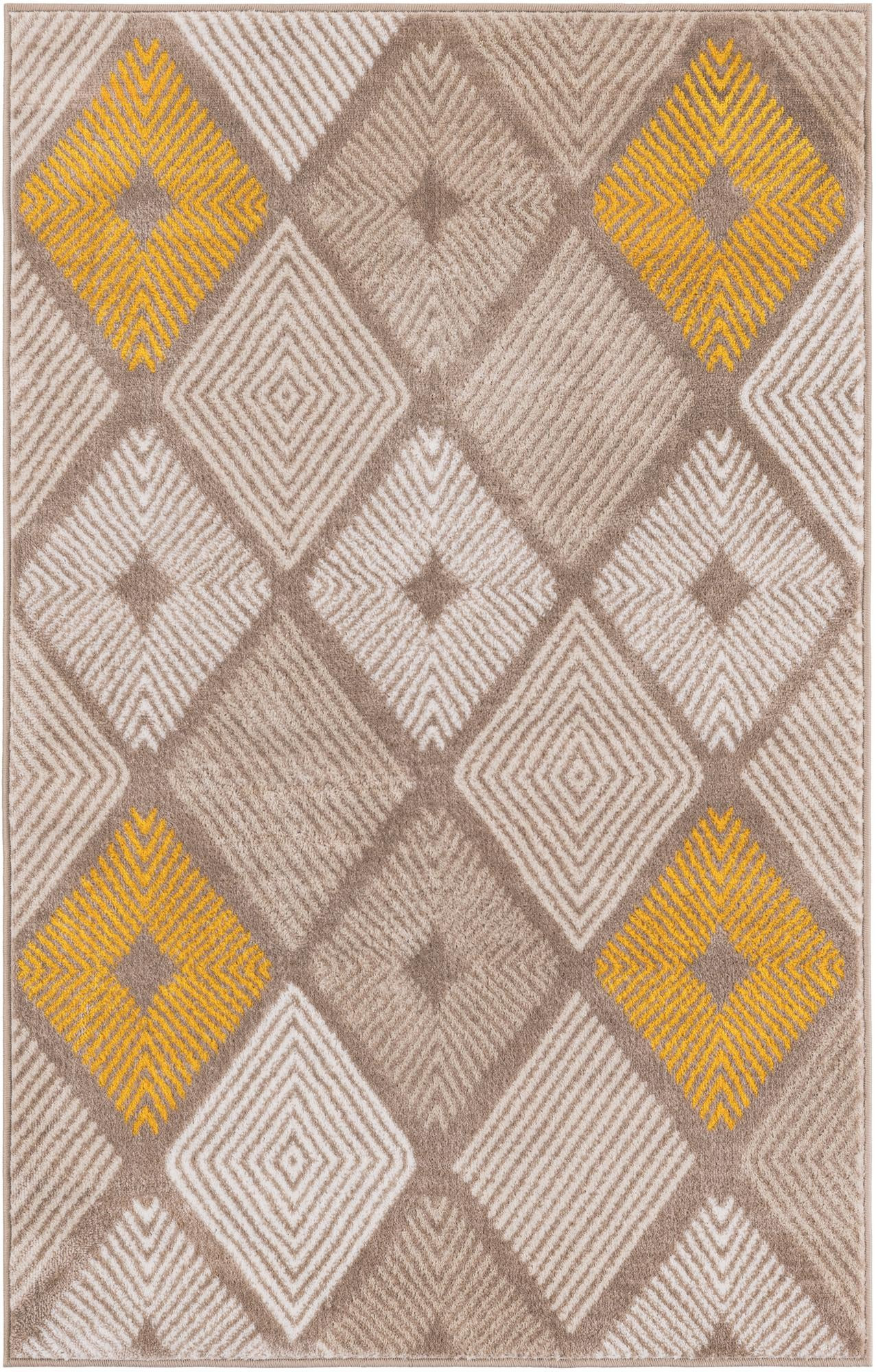 3' 1 x 5' 3 Partridge · Argyle rug, ivory and yellow