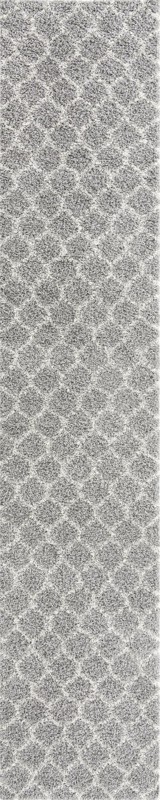 3' 3 x 16' 5 Barnett · Lattice Shag Rug, gray and ivory