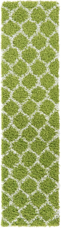 2' x 8' Barnett · Geometric Shag Rug, green