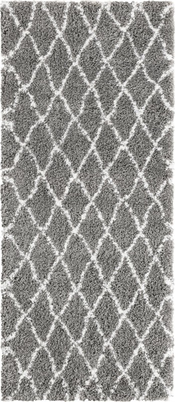 Jameson · Diamond lattice Shag Rug, gray and ivory