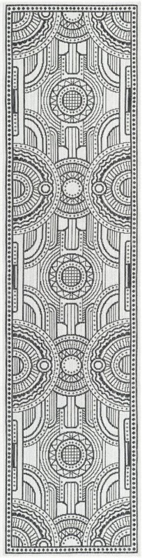 Brough · Border Outdoor Rug, white and black