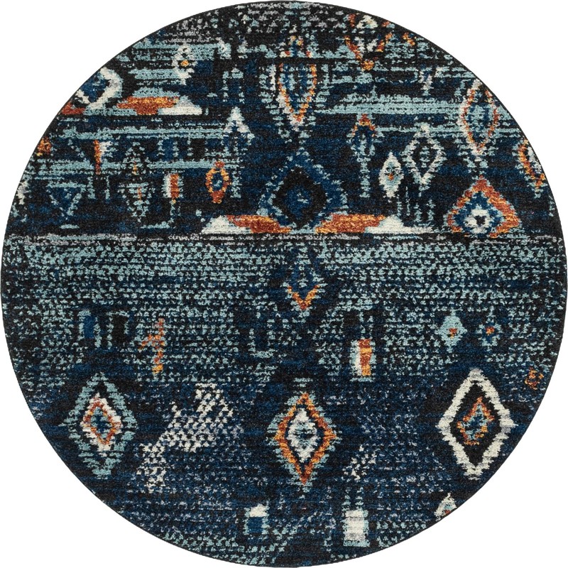 7' x 7' Merriman · Abstract rug, navy