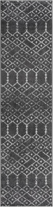 Newcomb · Geometric lattice rug, charcoal and ivory