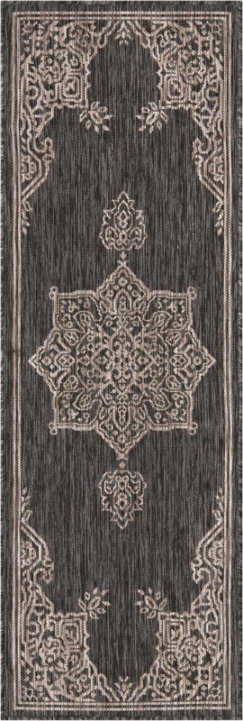 2' x 6' Rhys · Border Outdoor Rug, charcoal